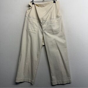 Isabel Maternity Target Wide Leg L Cream Trouser Pant Full Panel